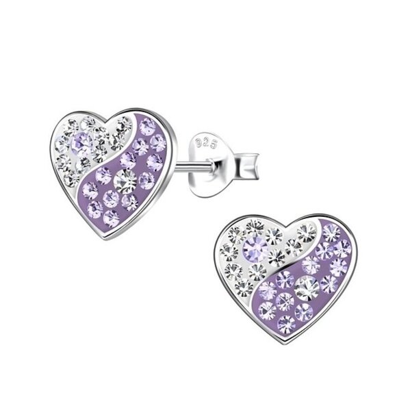 Silver stud heart earrings - Picture 2 of 2